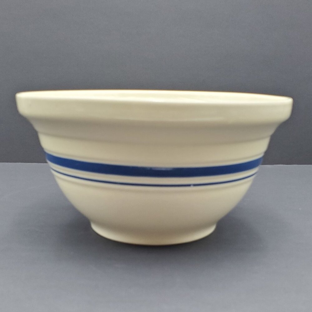 Friendship Pottery Blue Band Mixing Bowl Roseville Ohio Blue Stripe 2 Quart Bowl
